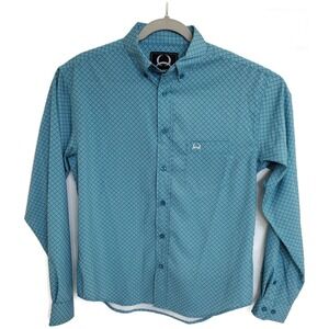 Cinch Shirt Boys Extra Large Teal Geometric Button Down Western MTW7060280‎